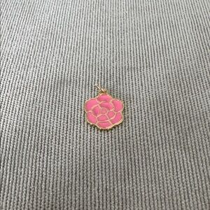14k Gold Filled Pink Enamel Camellia Flower Charm Pendant